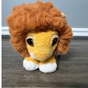 Vintage 1990s Disney Lion King Simba Plush Stuffed Animal Toy Big Eyes Authentic